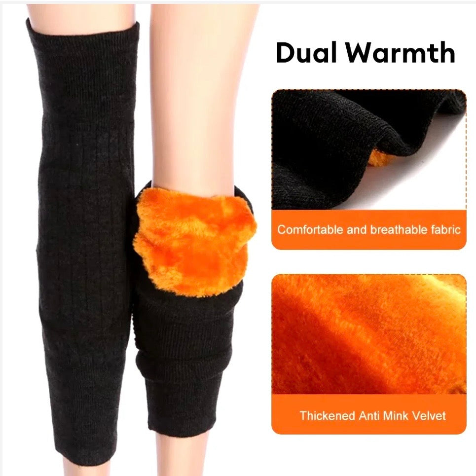 2 PCS Non-Slip Cashmere Wool Knee Pads Brace Leg Warmer With Strap Adjustable For Men & Women