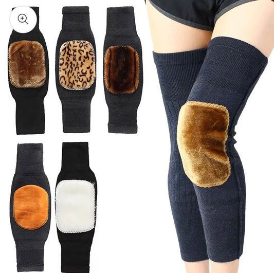 2 PCS Non-Slip Cashmere Wool Knee Pads Brace Leg Warmer With Strap Adjustable For Men & Women